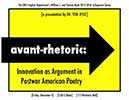 Colloquium Series Flyer: “Avant-Rhetoric: Innovation as Argument in Postwar American Poetry”