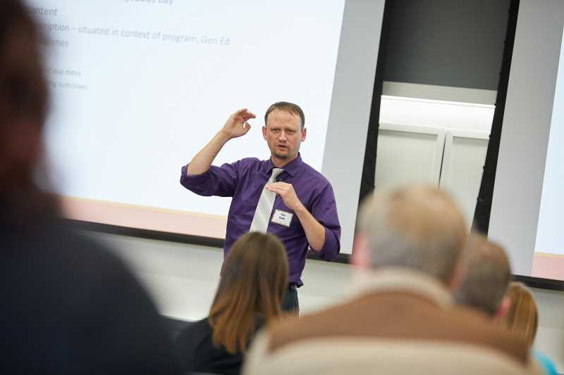 UW-La Crosse Professor Tim Dale speaks during a 2017 Center for Teaching and Learning conference on campus.
