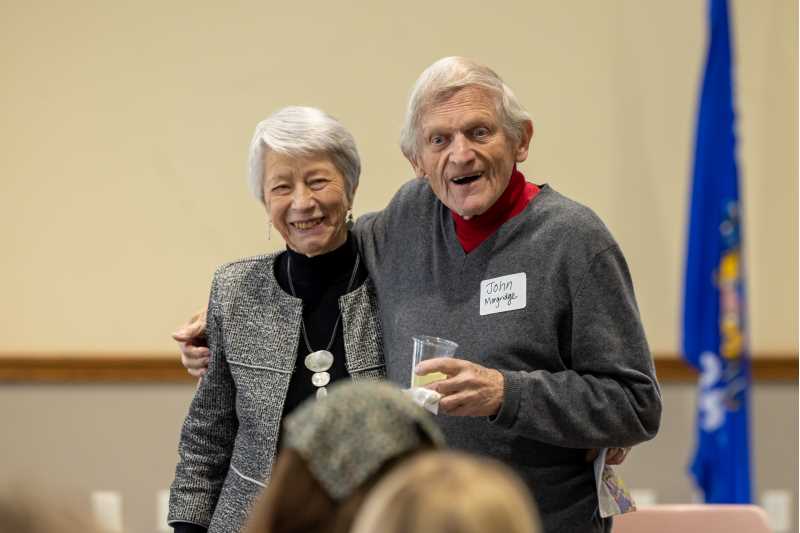 John and Tashia Morgridge, two generous Wisconsin natives who want to heartfully help state students from low-income households, have created a need-based grant program for Wisconsin college students. Some of the 212 UWL students who received grants totaling nearly $1 million for the 2022-23 school year got to meet the couple during a luncheon on campus.