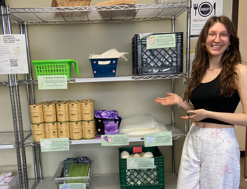 Anika Whittington brings free, sustainable products to the campus food pantry for the second year in a row thanks to a Green Fund grant.