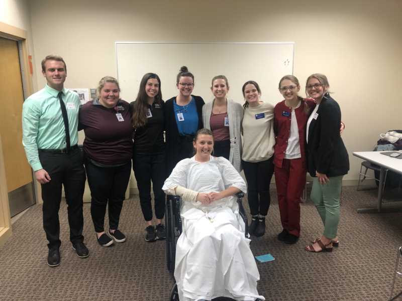 Some of the UW-La Crosse and Viterbo University students in health professions who met last year to participate in a hands-on simulation to work collaboratively with goals of helping patients meet their health goals. 