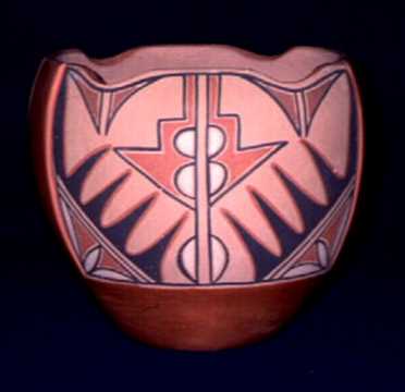 Contemporary pot made by a Jemez artist from the southwestern United States