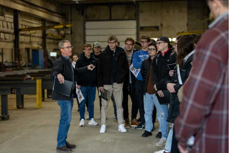 UWL accounting students taking a tour of Mid-City Steel, LLC