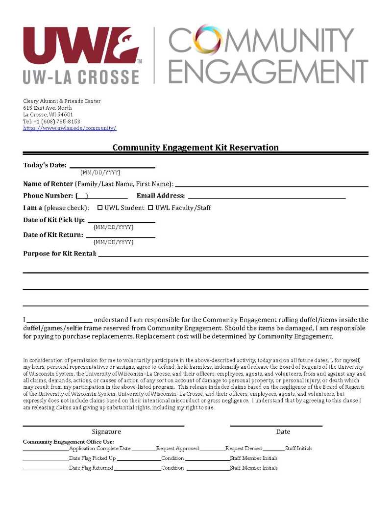 Community Engagement kit reservation form