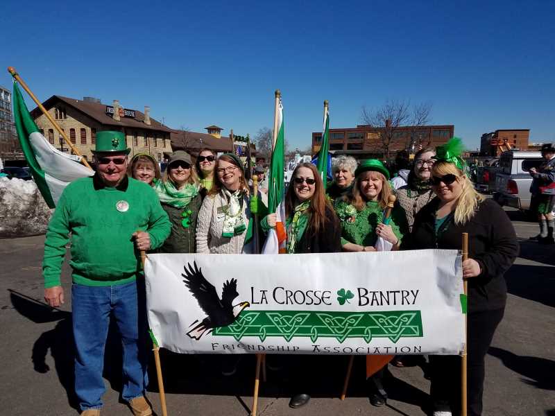 Members at the Saint Patrick's Day Parade in downtown La Crosse, 2018