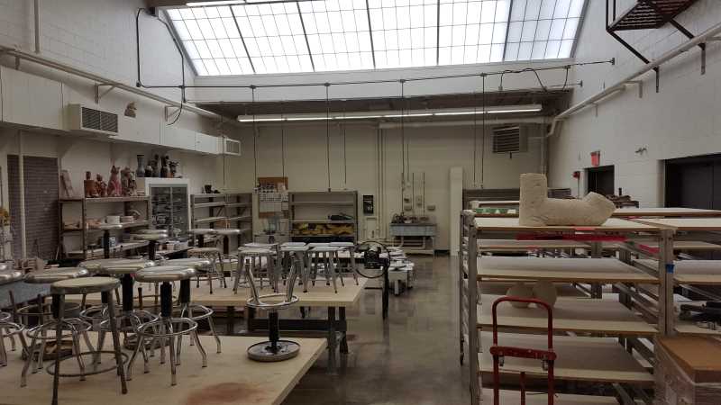 view of ceramics studio from the front of the room