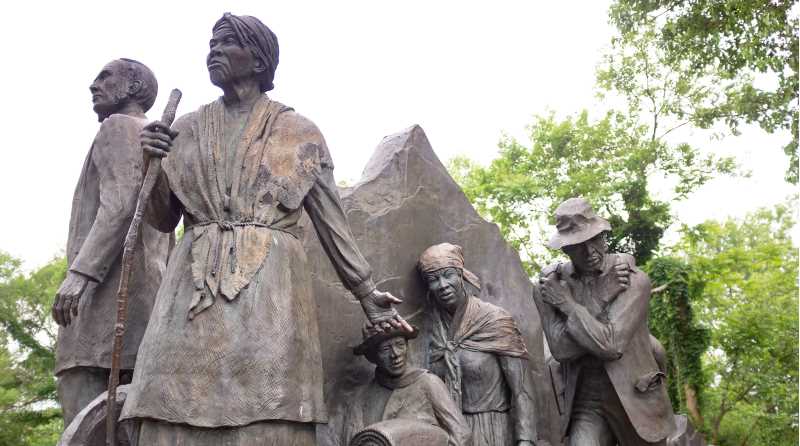 Harriet Tubman Monument (1994) in Battle Creek, Michigan. Created by artist Ed Dwight. Tubman is the second most honored women in monuments in the U.S., after Joan of Arc.