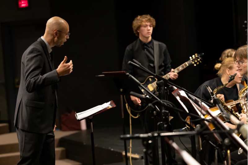 Professor Ailabouni directing the UWL Jazz Ensemble