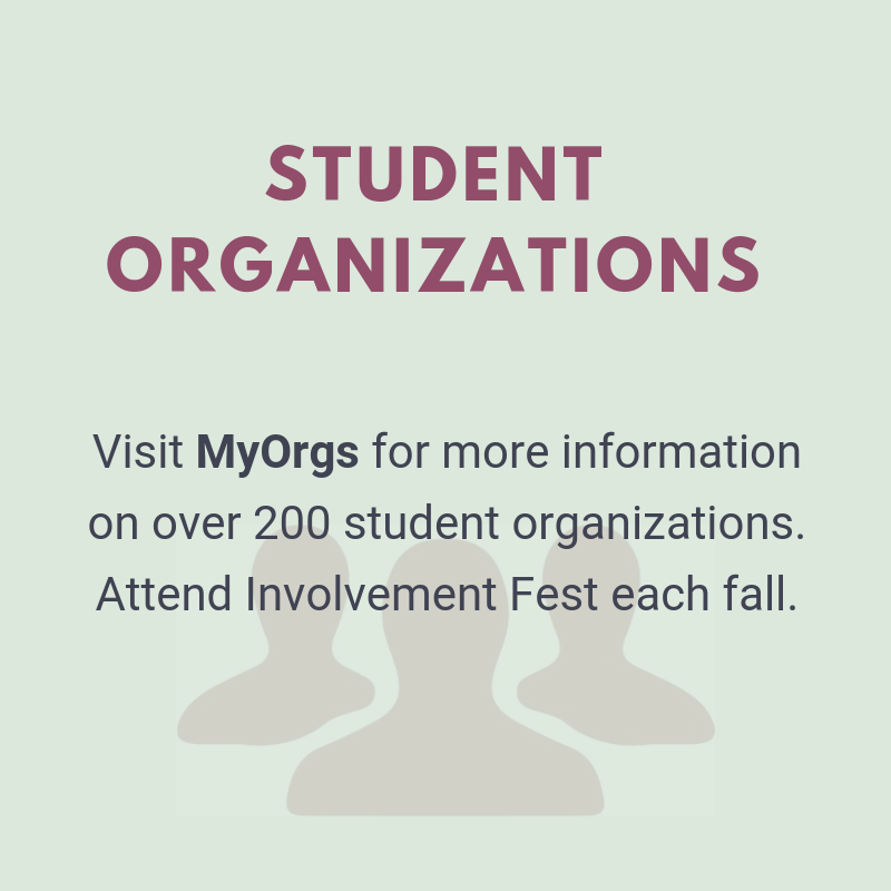 See MyOrgs for info on student organizations