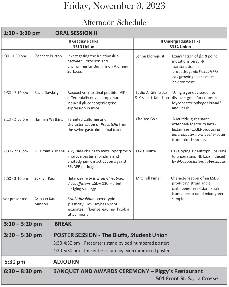 Friday PM Schedule