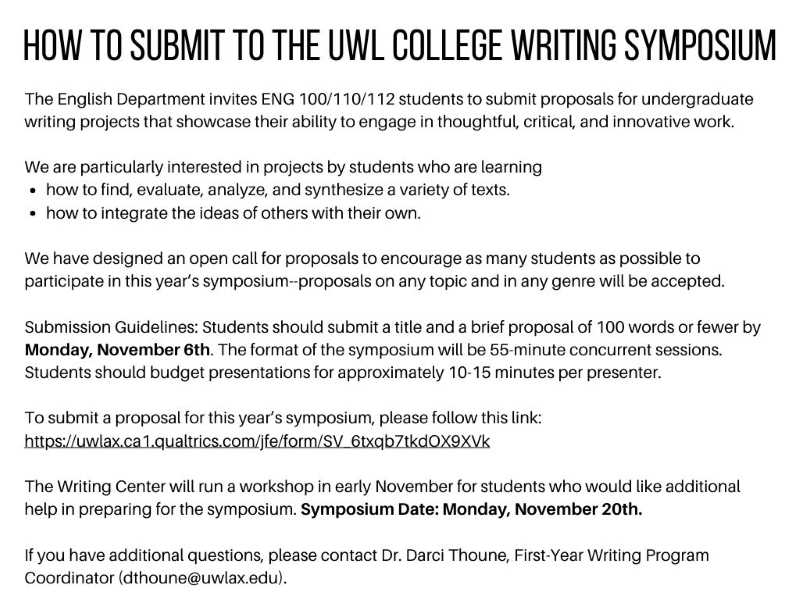 Directions for submitting to the College Writing Symposium