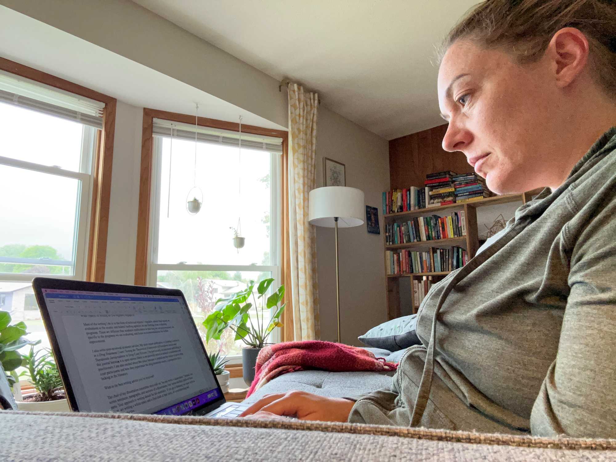 Dr. Lisa Kruse working in her home office. 