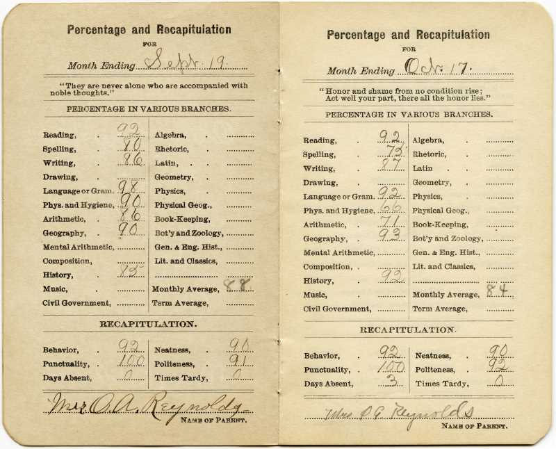 Vintage report card. Photo from olddesignshop.com.