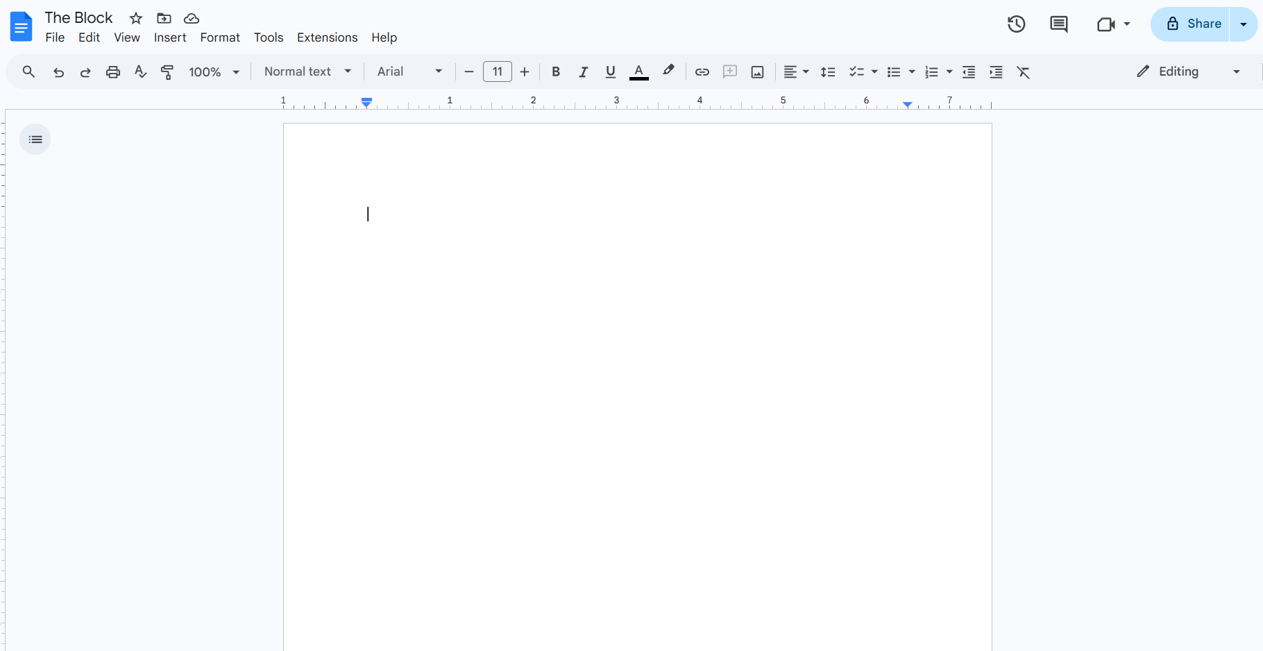Image of a blank word processing page. Photo Credit: Nolan Sullivan