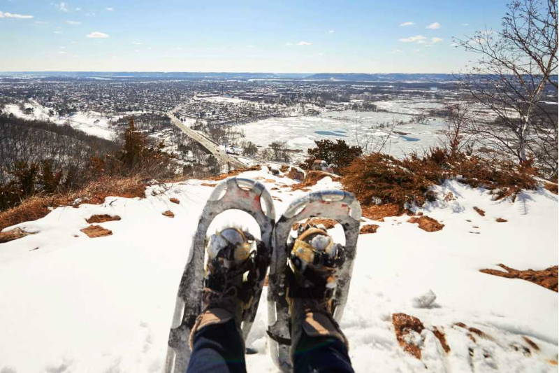 Snowshoes overlooking La Crosse