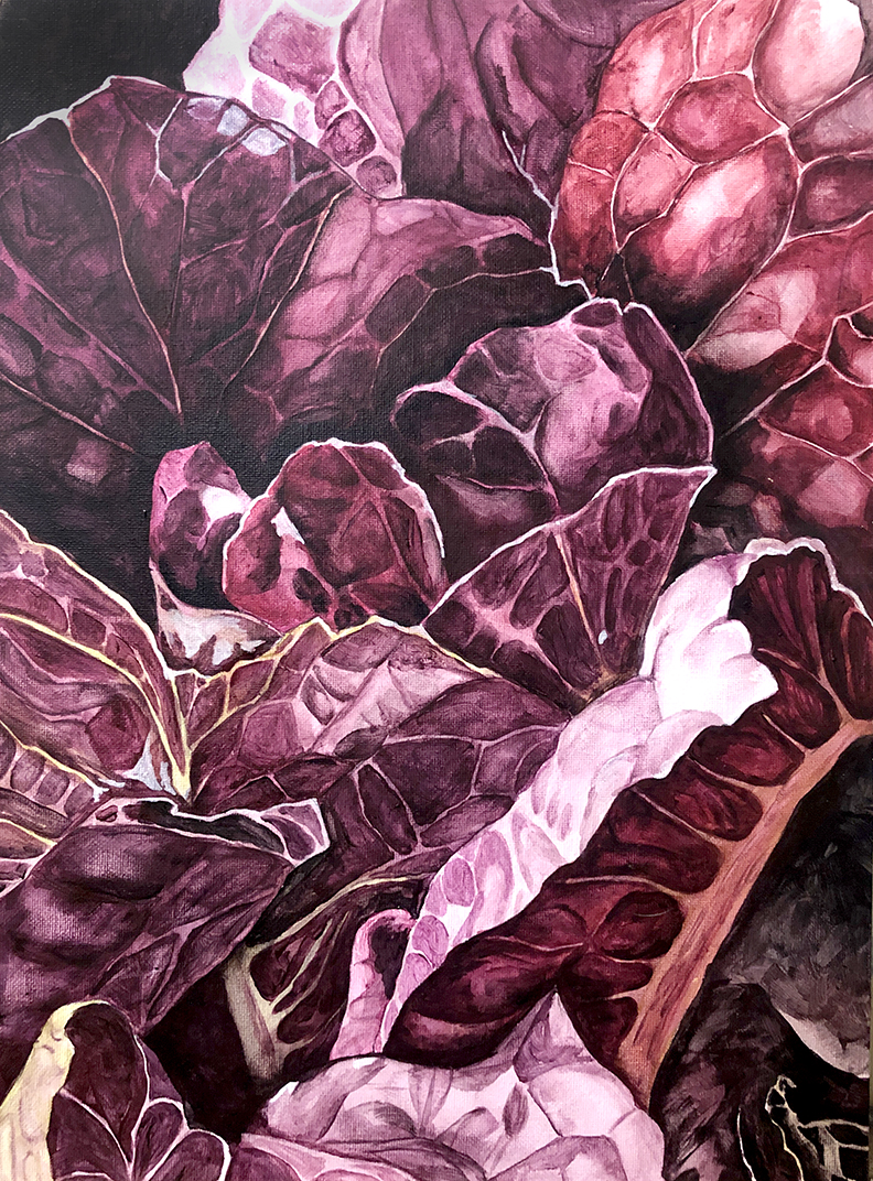 “Red Romaine” by Alumna Jenn Bushman. Acrylic paint on canvas.