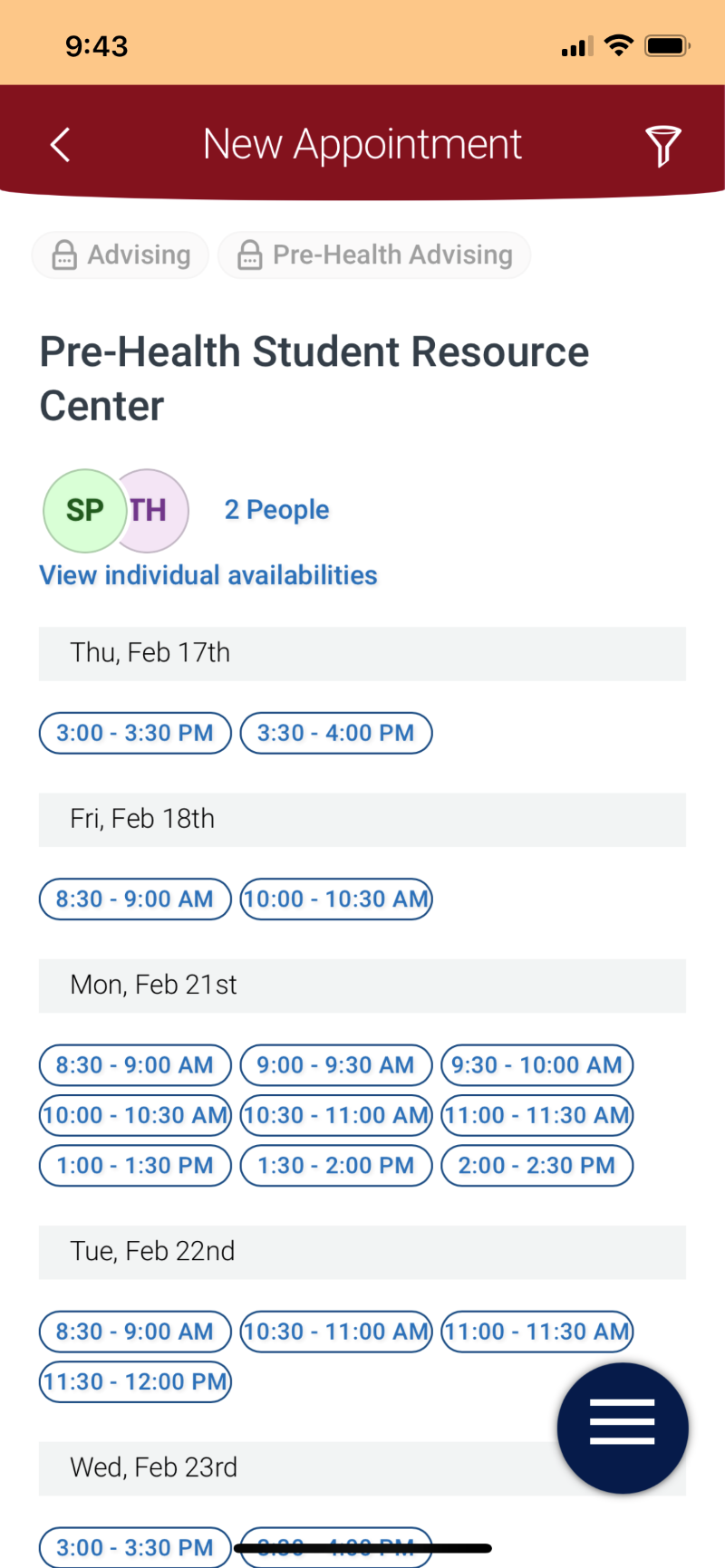 Select time and date