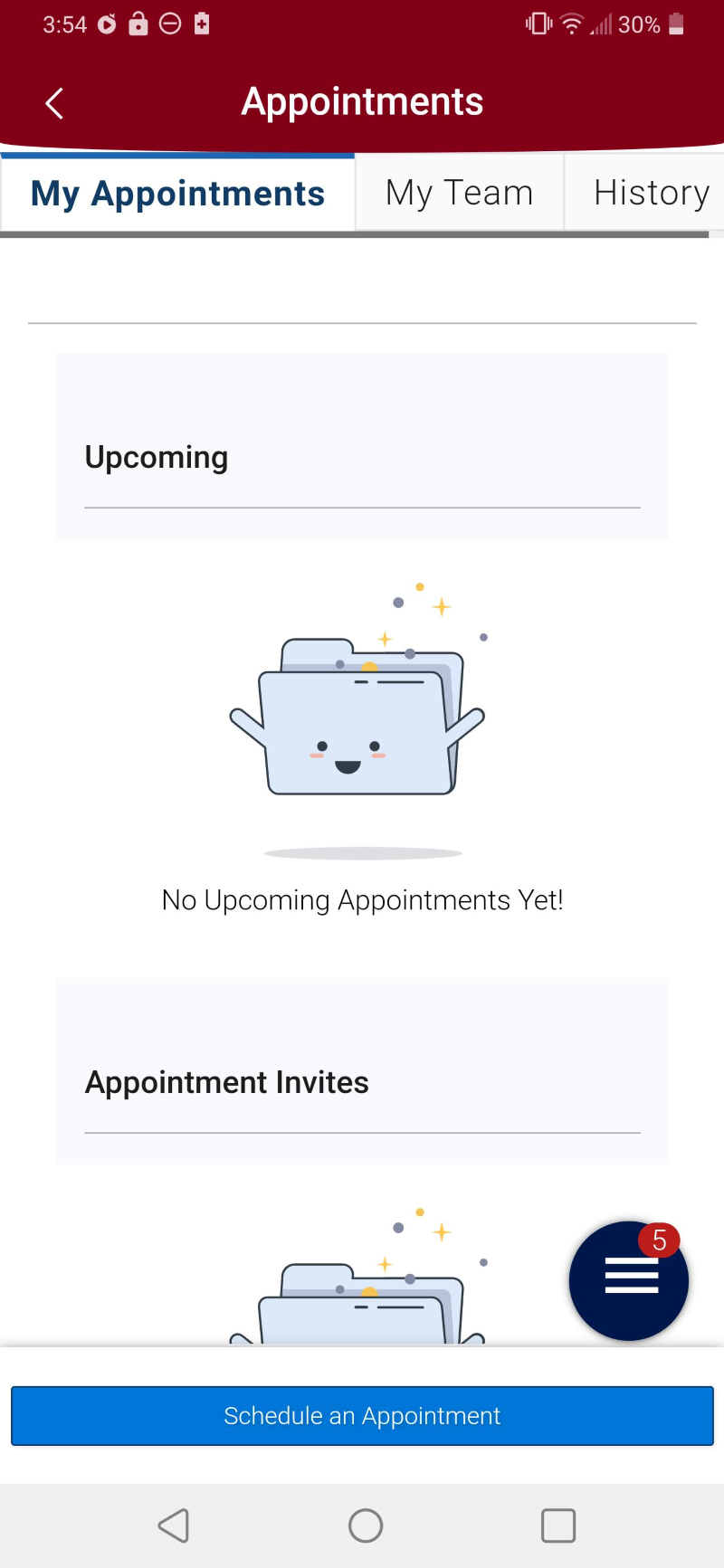 Create appointments menu