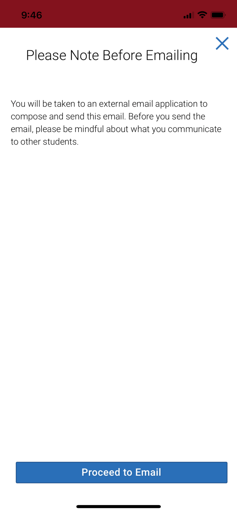 Please note before emailing