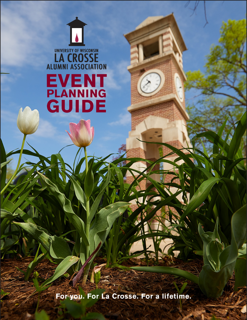 Event Planning Guide with Clocktower and tulip photo.
