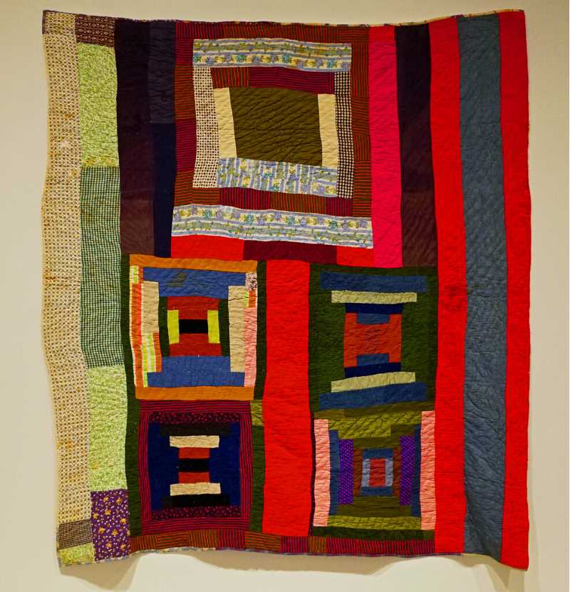 Housetop and Bricklayer with Bars quilt, by Lucy T. Pettway