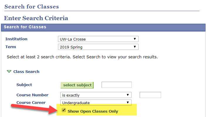 Open classes - using Search for Classes