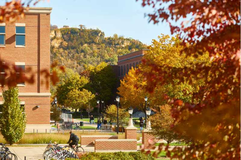 View of the bluffs from Centennial Hall