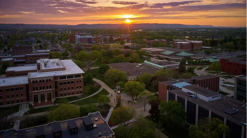 Sunset over campus
