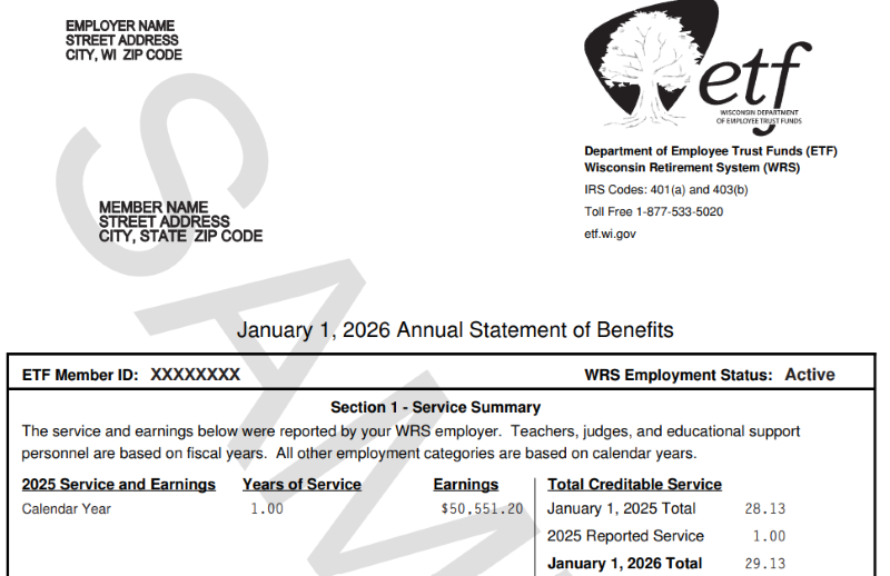 Statement of Benefits 2026