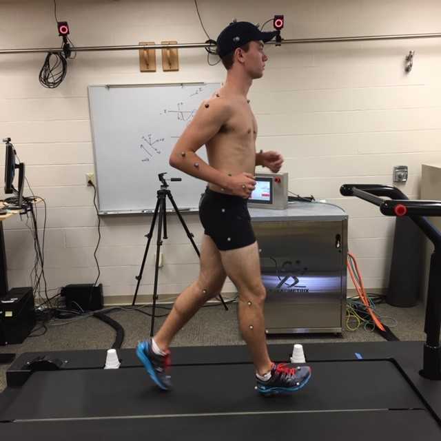 Running on instrumented treadmill side view PACER lab