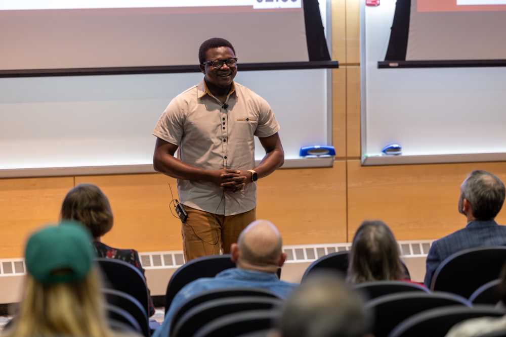 Student presenting