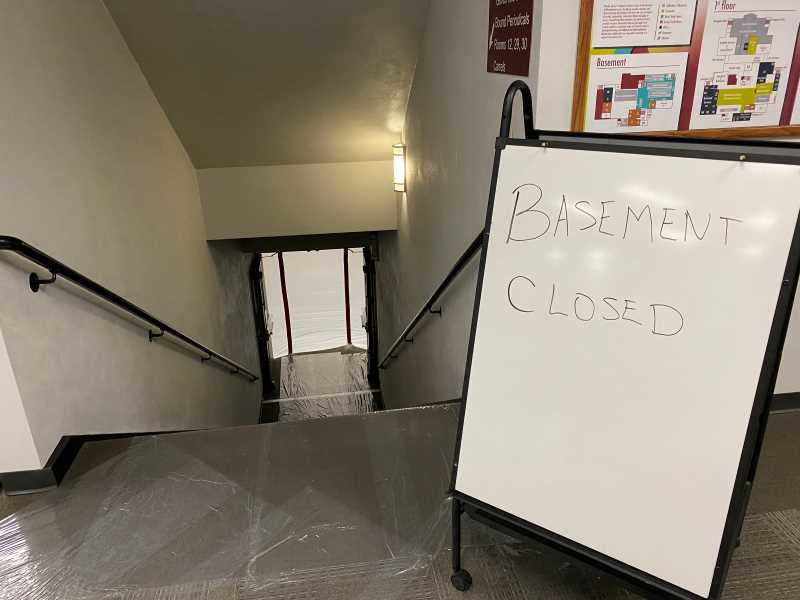 Basement closed written on whiteboard