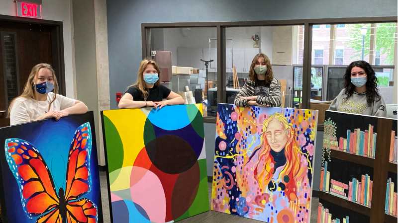 Students with their newly completed Paintings.