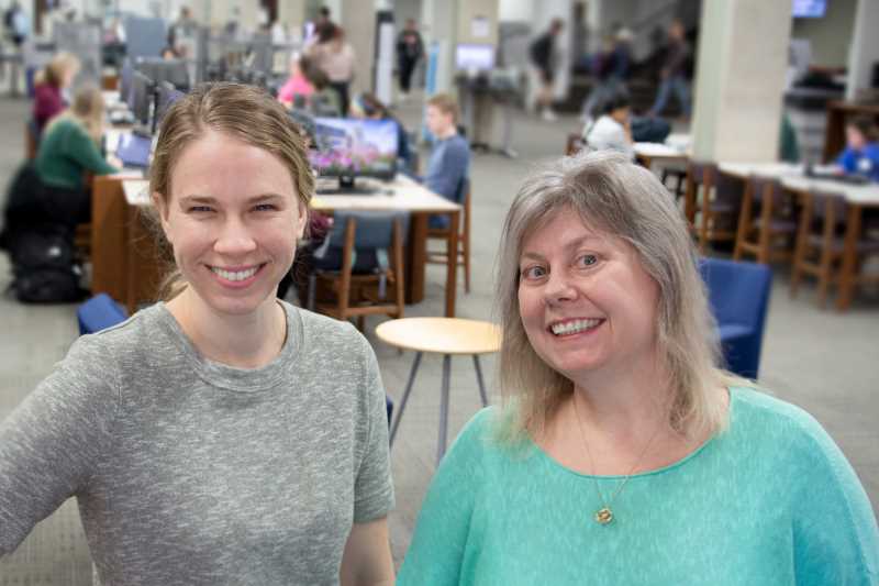 Katherine Fish, E-Resources & Acquisitions Librarian (left) and Pam Cipkowski, Collection Development Librarian