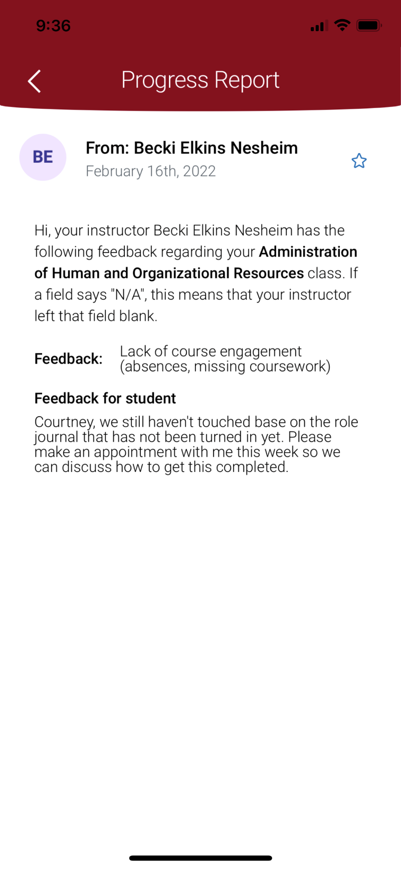 Progress Report Detail