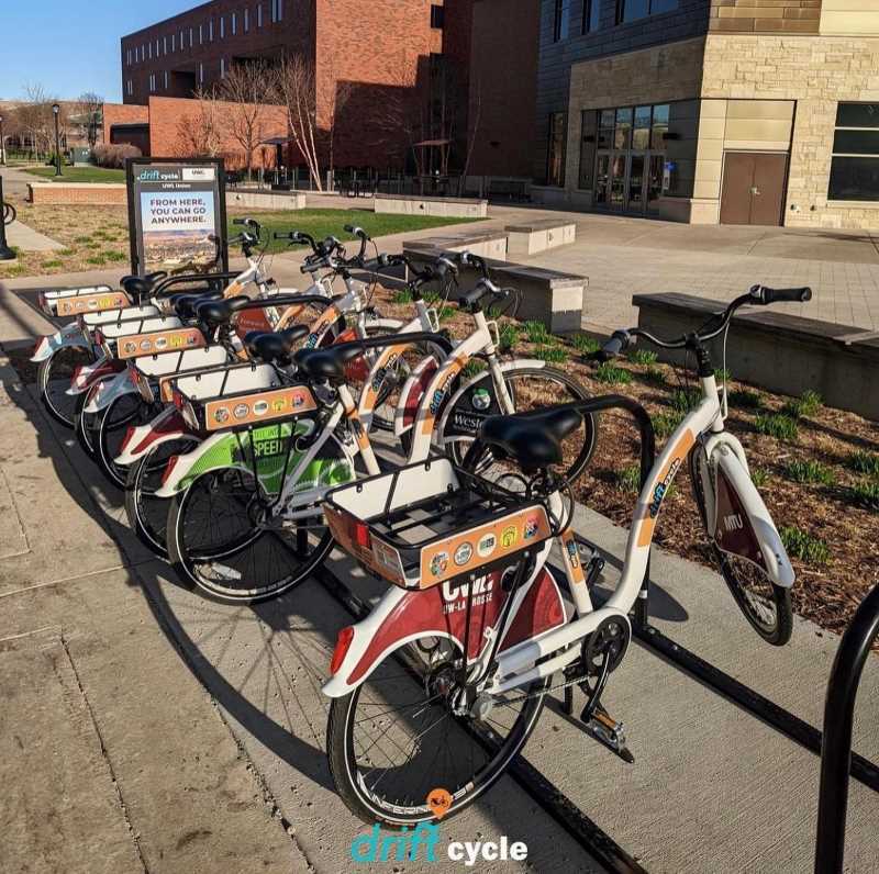 Photo of bicycles in a bike rack on UWL campus
