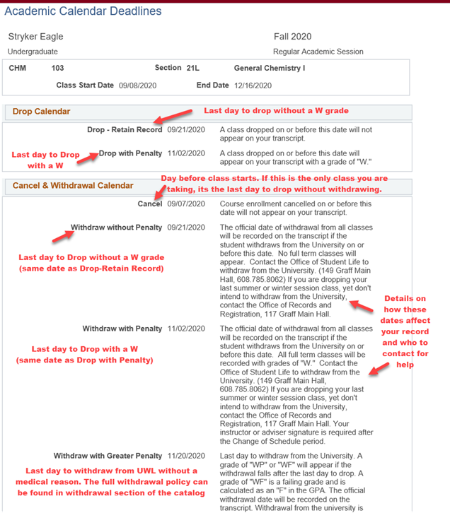 Finding other Drop/Add dates - Records and Registration | UW-La Crosse