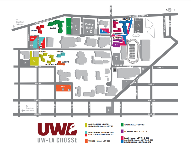 Color coded map by parking lot