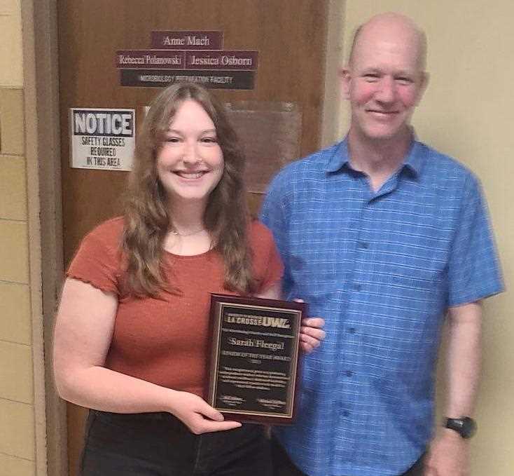 Senior of the Year, Sarah Fleegal, with Mike Hoffman, chair
