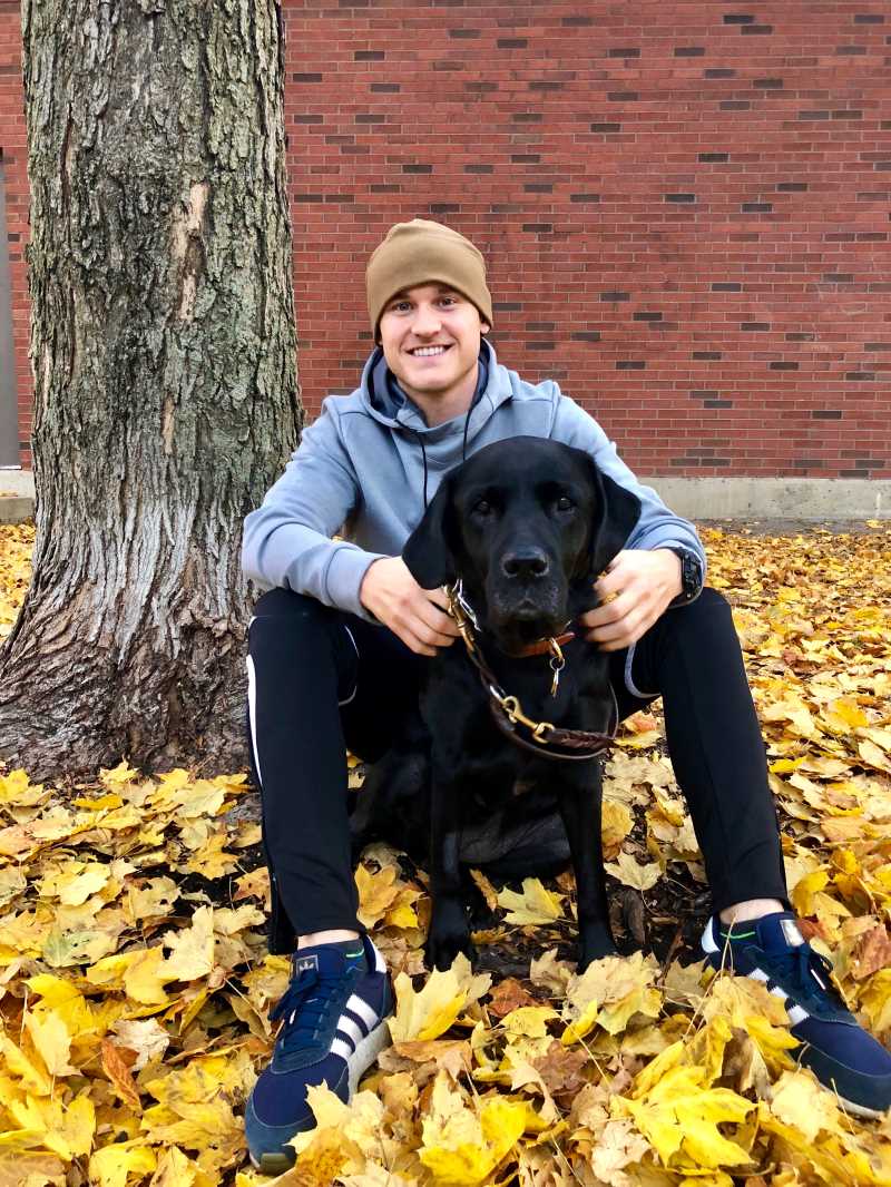 Rec Management alum Keegan Mills with dog