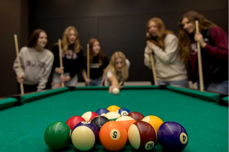 Students play pool at UWL's Student Union.