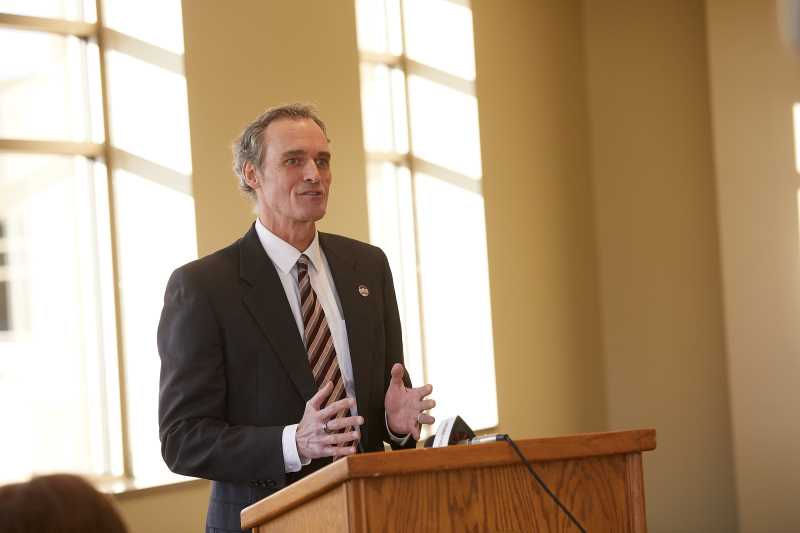 Chancellor Joe Gow, shown in this 2018 photo, delivered his opening address virtually on Wednesday, sharing how the university has prepared to face COVID-19 and other challenges. Gow was joined by the university's vice chancellors, who provided updates on their specialty areas.