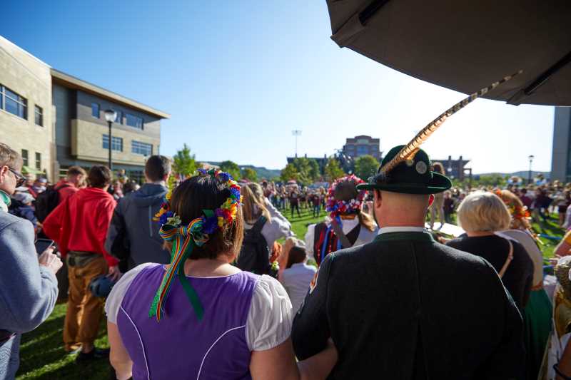 Oktoberfest Royalty joins the campus community for the Child Center Parade during Oktoberfest week in 2019.