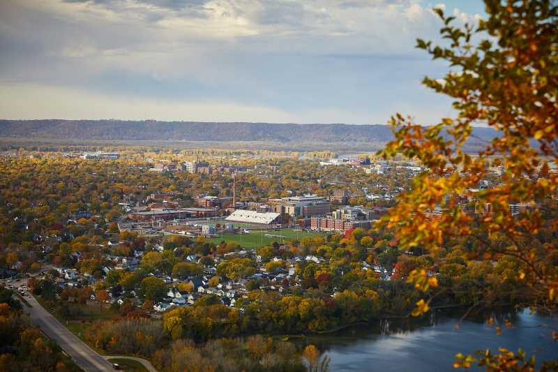An image from the bluffs in La Crosse, Wisconsin, overlooking the UW-La Crosse campus and the city.
