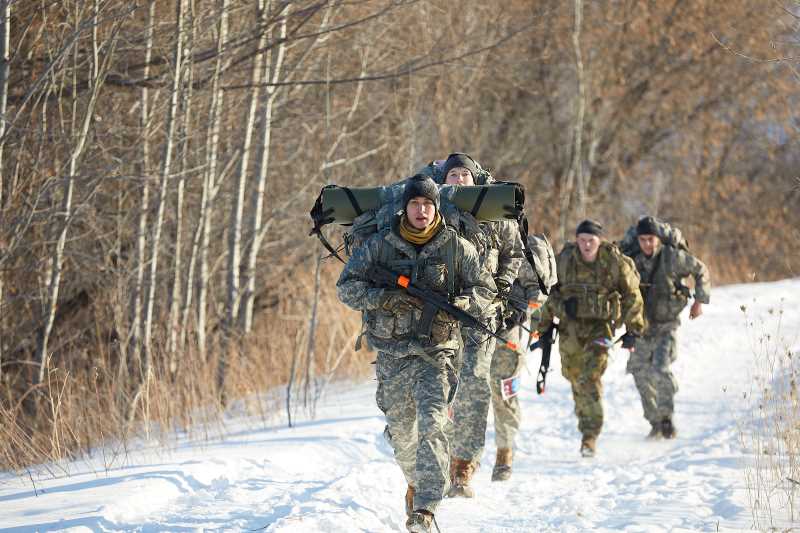 The Eagle Battalion competes during the 2021 Northern Warfare Challenge in Hixon Forest in February. This year, UWL's ROTC program is celebrating the 50th anniversary of its founding.