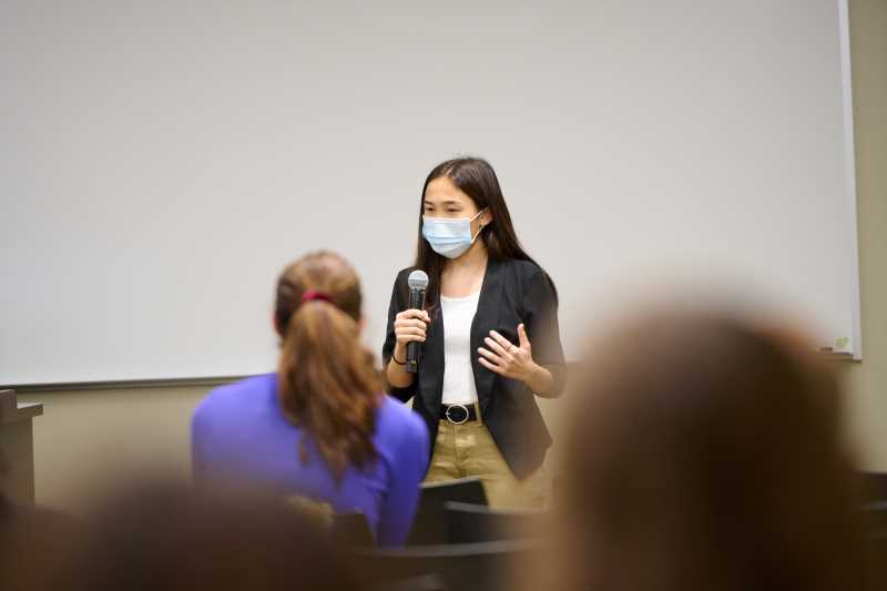 Christine Starshak, a first-year student majoring in biology (biomedical science concentration), won the WiSys Quick Pitch competition at UWL this fall. The contest challenges students to present their research to a panel of judges in three minutes or less.