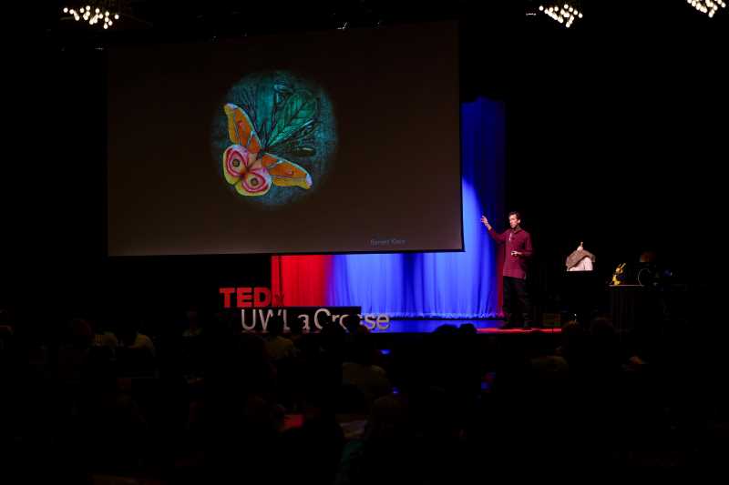 UWL Entomologist Barrett Klein gives a TEDxUWLaCrosse presentation in April 2022. Klein's video now has close to 25,000 views. 