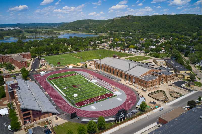 A drone view of the track and field championships setup.