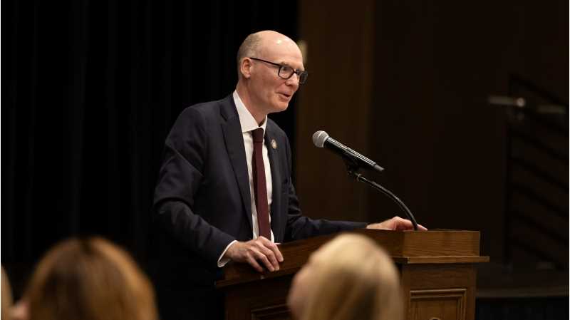 During his welcome address for the fall semester, Chancellor James Beeby shared updates on the state budget, introduced the draft pillars for the new Strategic Plan and outlined other priorities for 2025-26. 