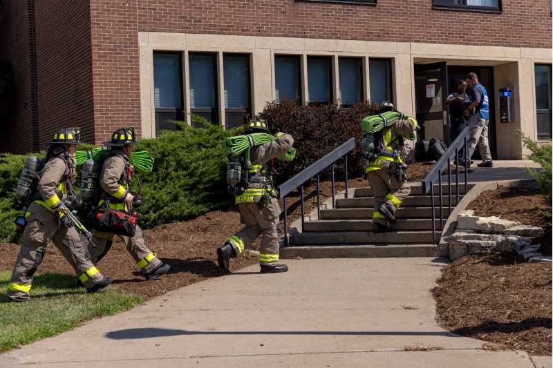 Local and state agencies, including the La Crosse Fire Department, came together for a full-scale emergency training exercise at UWL.